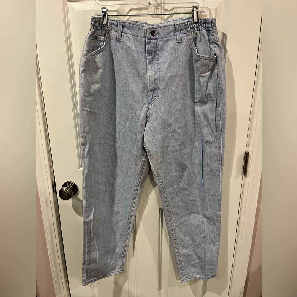 Lee Light Blue Mid Rise Denim Pull On Pants Size - 18p